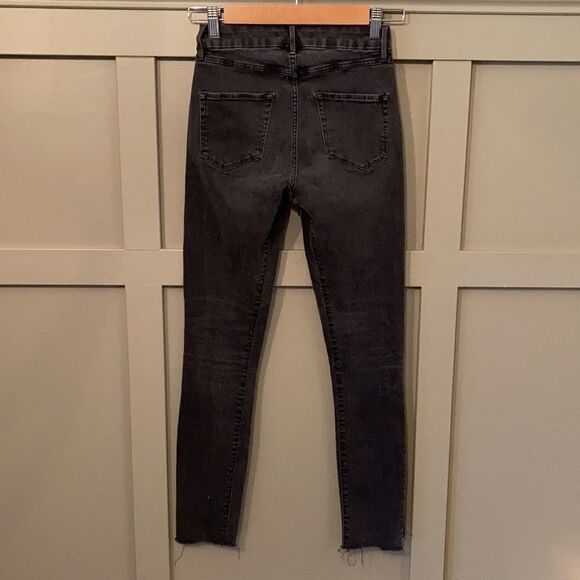 𝅺3X1 Denim Black High Rise Raw Hem Skinny Jeans Size 24 - Picture 3 of 8